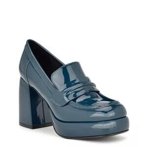 Nine West Verge Women's Slip-on Square Toe Block Heel Loafers Size 9.5 Lug 90s